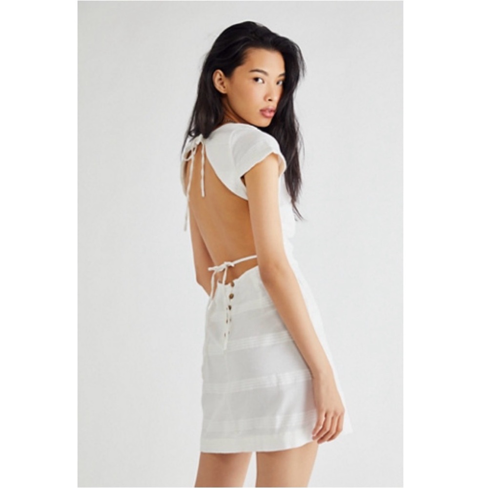 Free People Meika Mini White Open-Back Dress